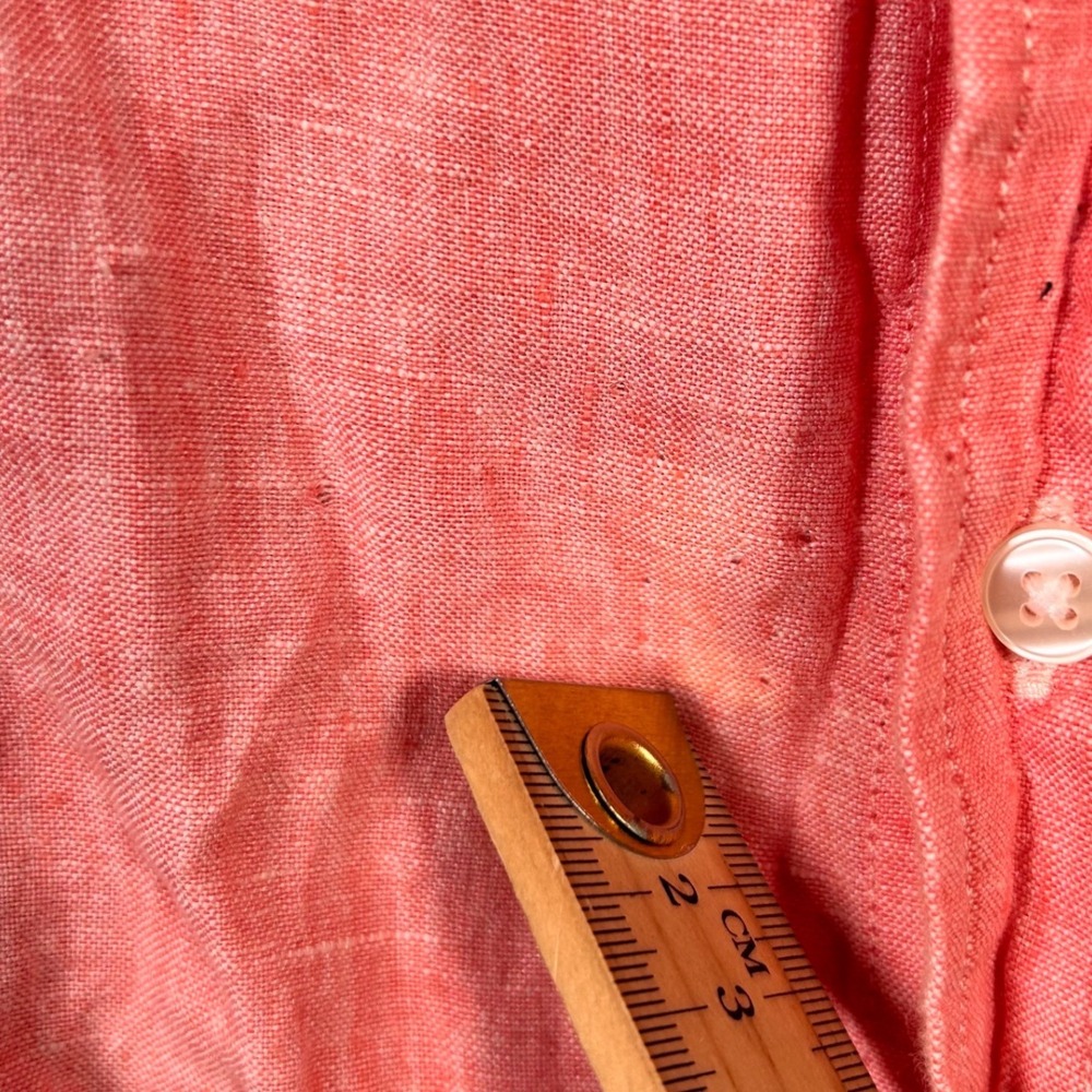 LL Bean Linen Shirt Mens M Tall Pink Long Sleeve Slightly Fitted Spring Summer - Picture 8 of 8